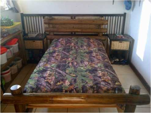 Log Wood 3 Quarter Bed and Study Table