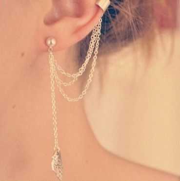Long pearl chain earrings