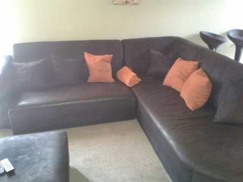 Lounge suite L shape black suede