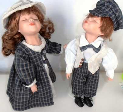 LOVABLE BOY AND GIRL PORCELAIN DOLL SET FOR SALE