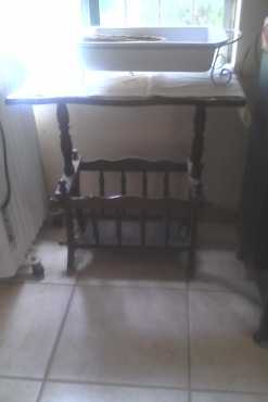 Magazine rack and two side tables for sale