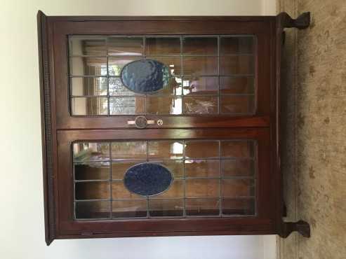 Mahogany Lead Glass Bookcase