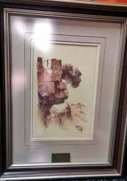 Malachi Smith cote pencil landscape rocks at bronkhorstbaai1988 with certificate of authenticity