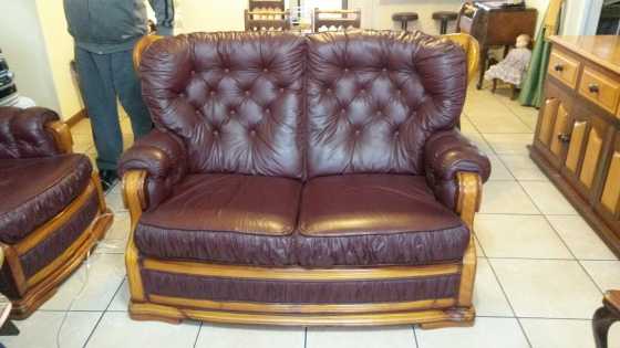 Maroon Faux Leather Couch Set