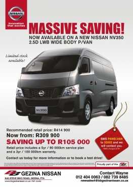 Massive Savings on Nissan NV350 2.5D LWB Wide Body Panel Van039s