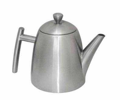 Matt stainless steel double wall teapot