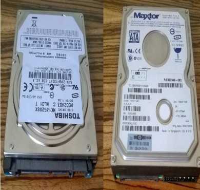 Maxtor 80 Gig SATA 3  inch desktop hard drive. R150 Toshiba 160 gig SATA 2  laptop