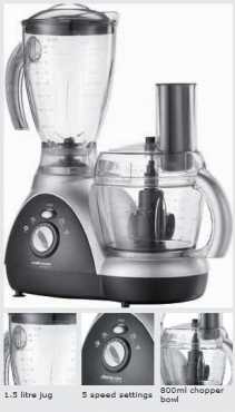 Mellerware Executive Maestro 3 in 1 Food Processor (Black and Silver)