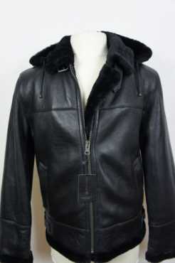 Men Real Shearling Leather Sheepskin Bomber Aviator Flying Jacket M