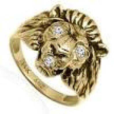 MENS GOLD LION FACE RING