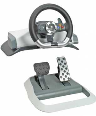 Microsoft Xbox 360 Wireless Force Feedback Racing Steering Wheel amp Pedals