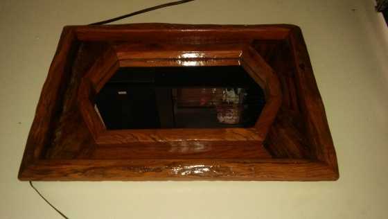 Mirror meduimlarger size frame made of sleeper wood