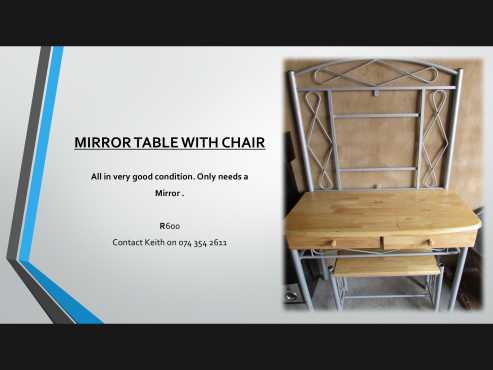 Mirror table with chair