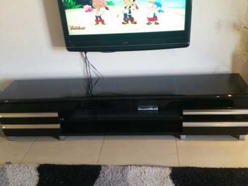 Modern Black Glass top TV Unit