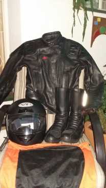 Motorbike helmet jacket and boots