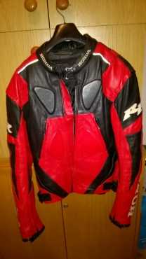 Motorbike Leather jacket Honda make. Padded Size large in very good condition