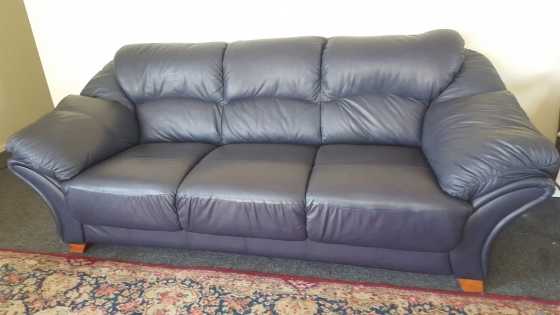 Navy Blue Genuine Leather Lounge Suite