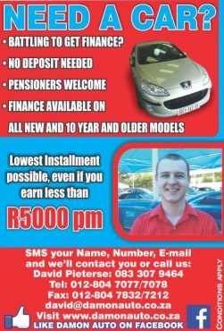 Need a car Battling to get finance Call us today