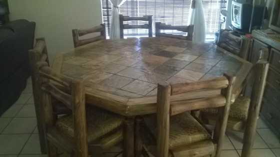 Negotiable - 8 Corner dining room set with 8 chairs and a cabinet