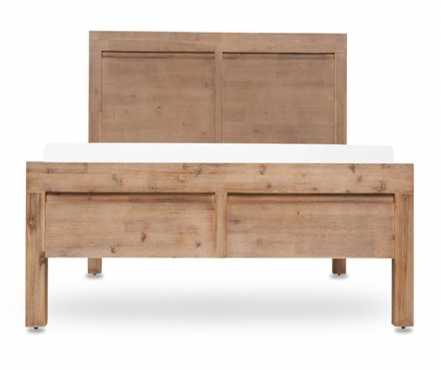 Never been used solid acacia wood double bed. Retails for R7499. Modern, trendy with an organic feel