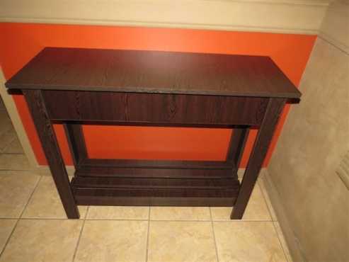 New  Melamine dark wood table with shelf