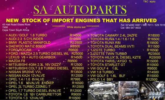 New stock that arrived import engines low mileage