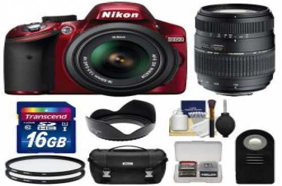 Nikon D3200 DSLR with 18-55mm VR amp 70-300mm Lens Kit (Red)