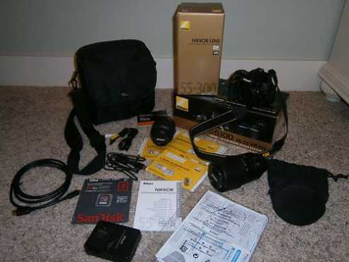 Nikon D5100 DSLR Camera with 18-55mm and 55-300mm VR lens kit