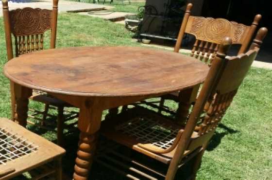 oak dining room suite with carved chairs