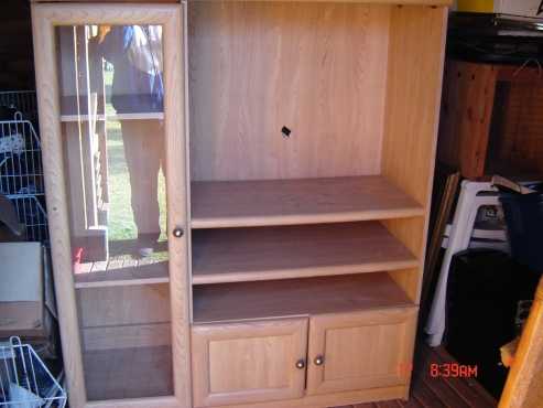 Oak finish TV wall unit for sale