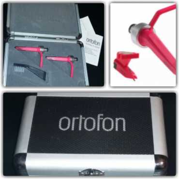 ortofon scratch pink twin pack cartridges  needles in case.