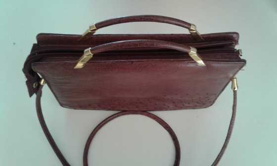 Ostrich leather handbag