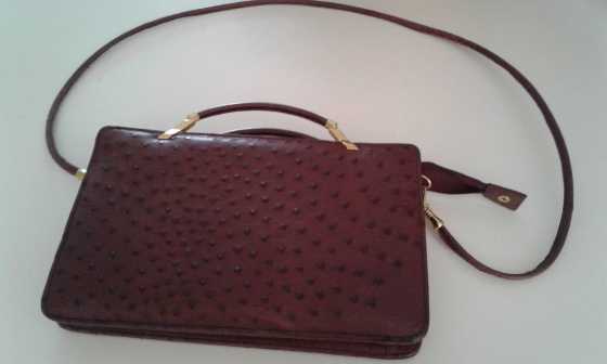 Ostrich leather handbag