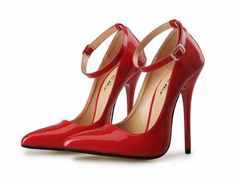 Patent Red large size high heel shoes, size 13