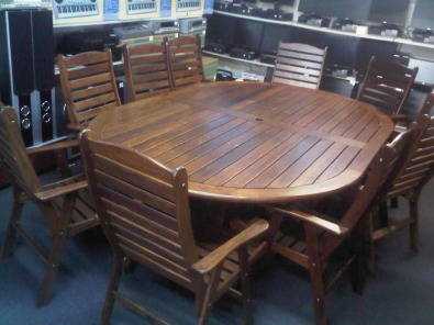 Patio set-wooden with 10 chairs for sale