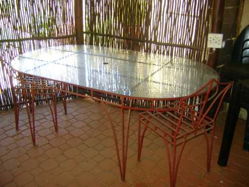 Patio Steel amp Glass Table amp 4 chairs.