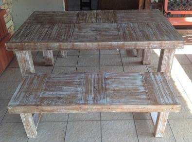 Patio table and bench combo Fseries 1615 - Glazed