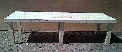 Patio table Farmhouse series 2950 with 6 legs-Raw