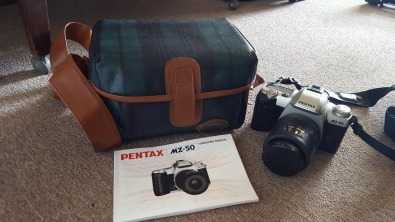 Pentax Camera with bag, tripod