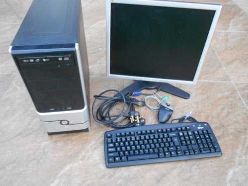 Pentium 4 3.0 GHz desktop PC with LCD monitor.