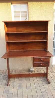 Pine wood study table with book shelve for student