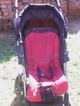 Pram with clip on tray