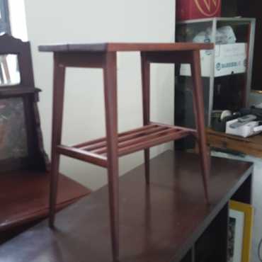 Pretty Danish style occasional table, solid wood, mini magazine rack, sturdy good condition