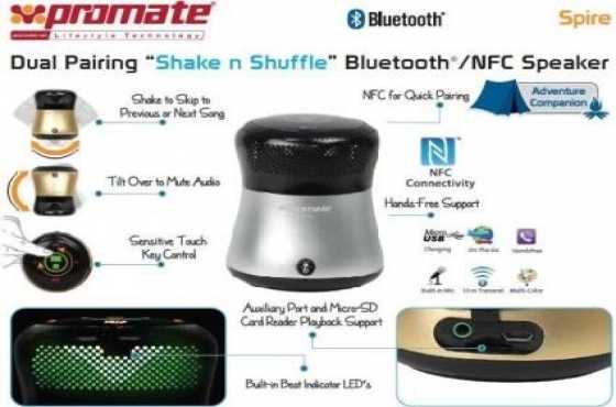 Promate Spire Dual Pairing Shake n Shuffle BluetoothNFC Speaker