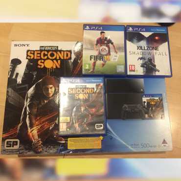 PS4, 500Gb, 1 controller  3 games