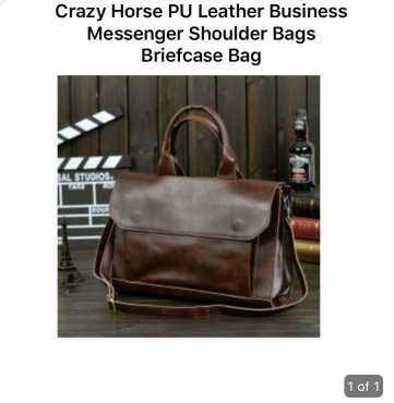 PU leather messenger bag for men