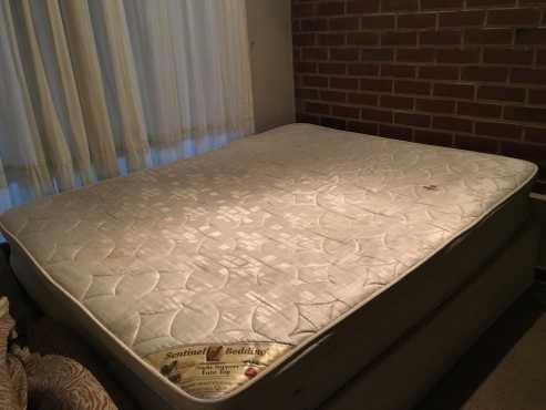 Queen size cot with sentinel bedding