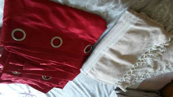 Red eyelet curtains and 2 Overlays FOR SALE - Springs area