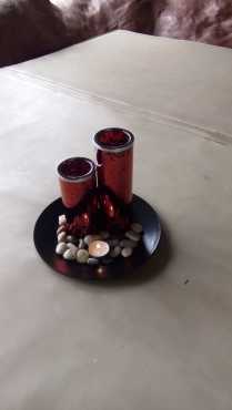 Red iluminating candle holder