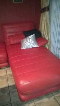 red leather chaise lounge